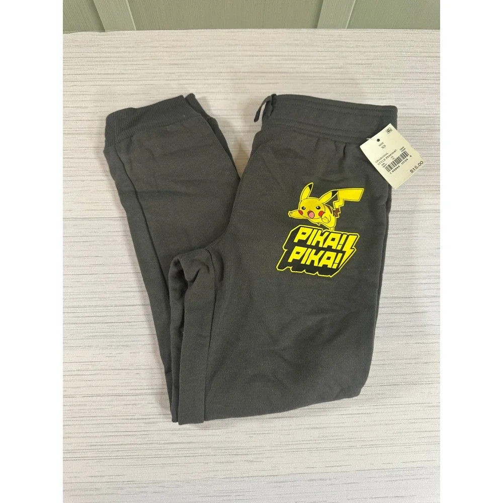Pokemon Pikachu Pika Pika Graphic Joggers Charcoal Gray Kids XS NWT PKM3640